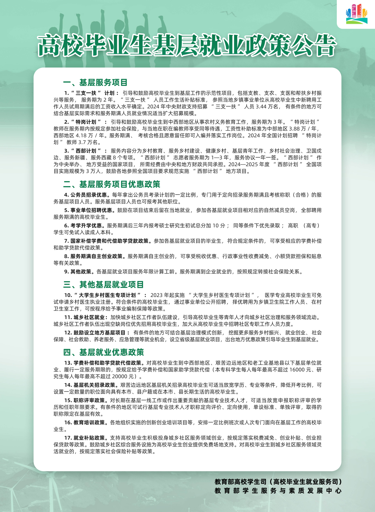 普通高校毕业生基层就业政策公告_00.png
